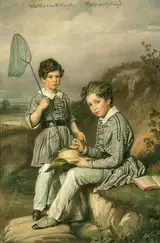 Nils Asplund, Brothers Hans (1835-1909) and Walther (1839-1921) von Hallwyl. Copy after 1848 portrait by Johann Friedrich Dietler