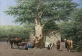 Willem de Famars Testas, The well and sycamore in Ezbekieh Square, Cairo
