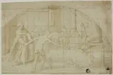 Bernardino Barbarelli Called Il Poccetti, Design for a Lunette: Devils and Saint in a Monastery