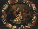 Nicolas Loyr, Holy Family within the Garland of Flowers