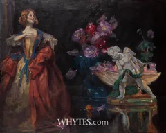 John Henry Amschewitz, CUPIDO GARLAND, oil on canvas
