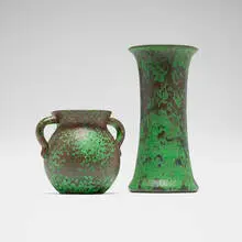 Weller Pottery, Coppertone vases, set of two, c. 1930, glazed earthenware